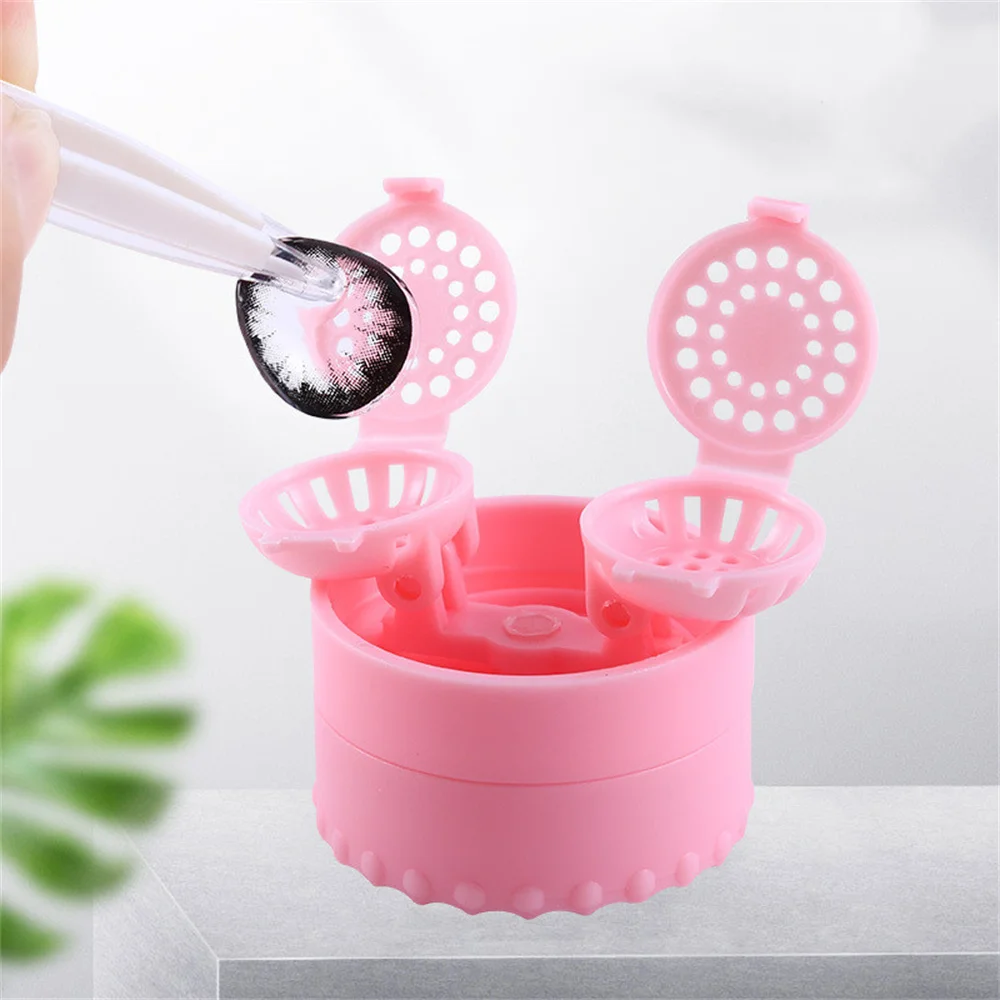 New Manually Rotatable Type Contact Lens Cleaner 1Pcs Portable Contact Lens Beauty Pupil Cleaning Container Storage Tools 2024