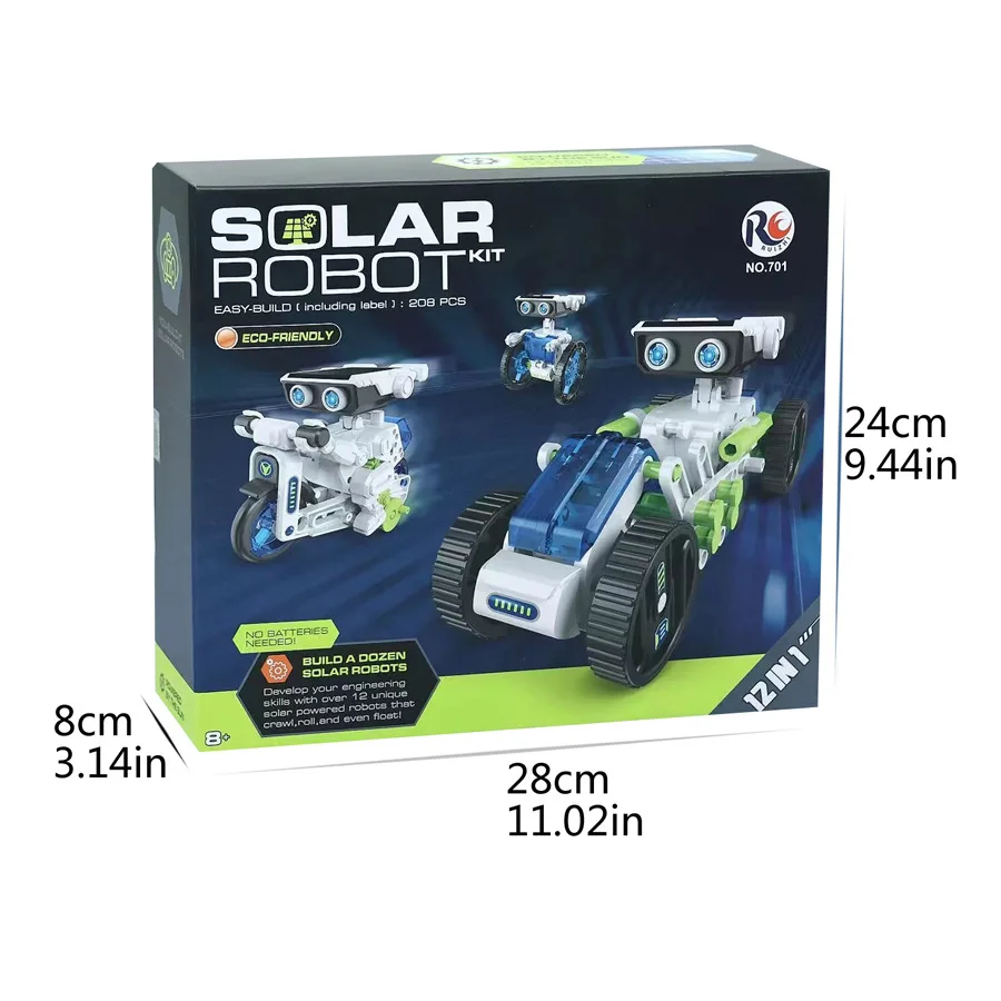 12 in 1 Solar Robot Kit For Kids STEM Education Science Experiment Kits DIY Solar Power Building Kit with Solar Panel Gift