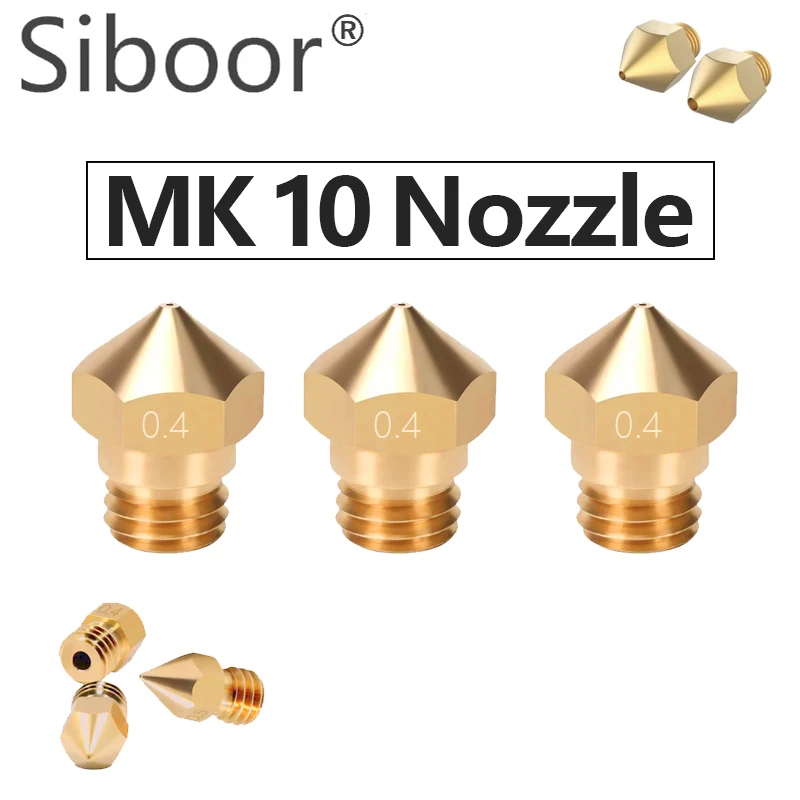 Bico de latão mk10 0.2mm 0.4mm 0.6mm 0.8mm 1.0mm cobre m6 1.75mm bicos de rosca para filamento de extrusão peças de impressoras 3d