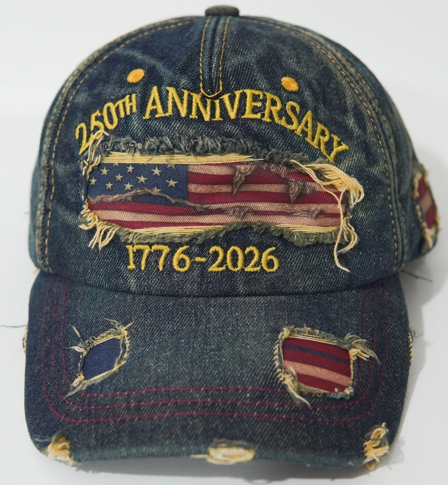 2026 Neue 250. Jubiläums-USA-Flagge Distressed Denim Baseballkappe, Unisex Verstellbare Vintage Trucker-Mütze – Detail 16