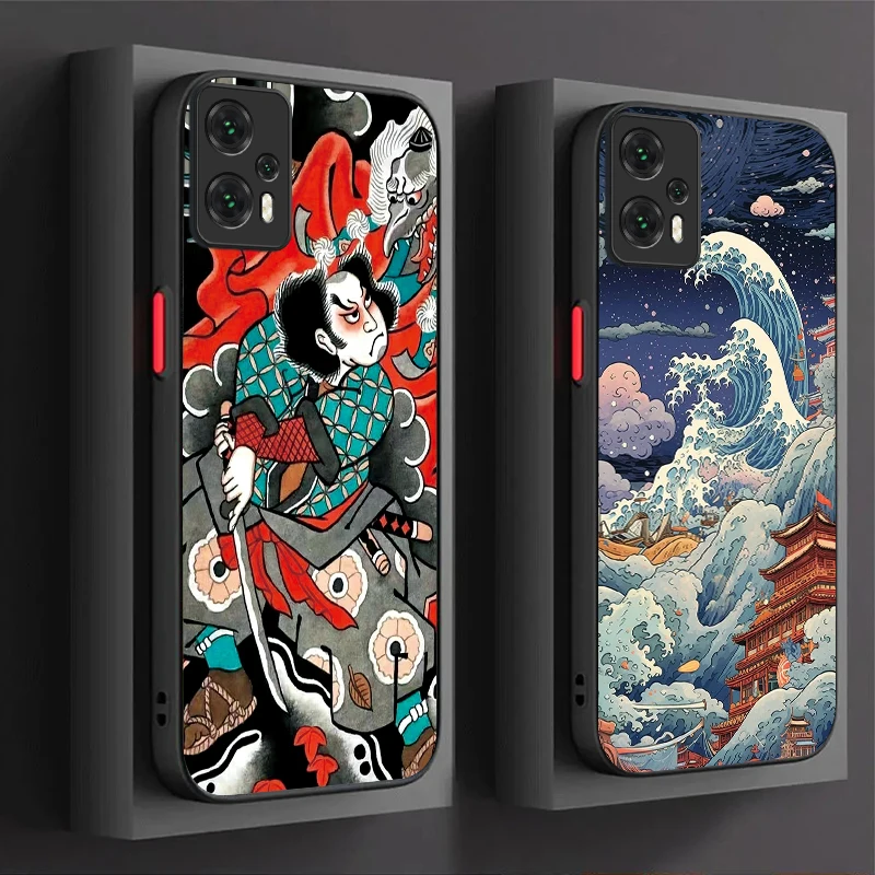 Ukiyo-e Samurai Ocean Waves Case For Xiaomi POCO M6 Pro 4G C65 X6X3 NFC X4 GT X5 F3 F4 F5 F6 13T 12T 11T 10T 13 12 11 Lite 5G