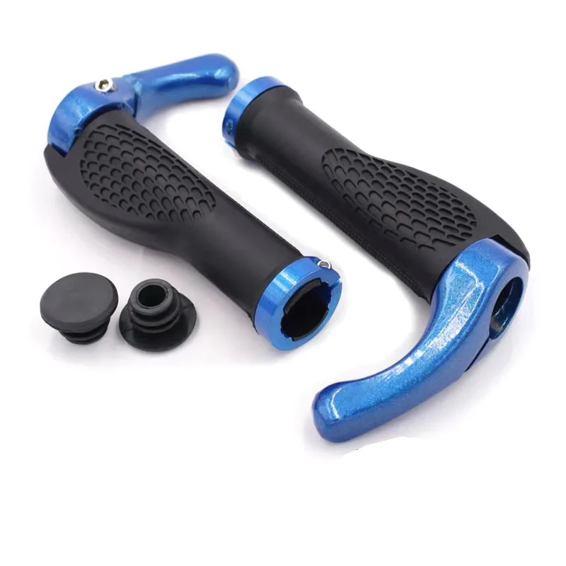 Bicycle Grip Handlebar End Cap Aluminium Alloy Lock Mountain Handle Bar Grip Bike Anti-Skid Rubber Bicycle Skid-Proof Grips