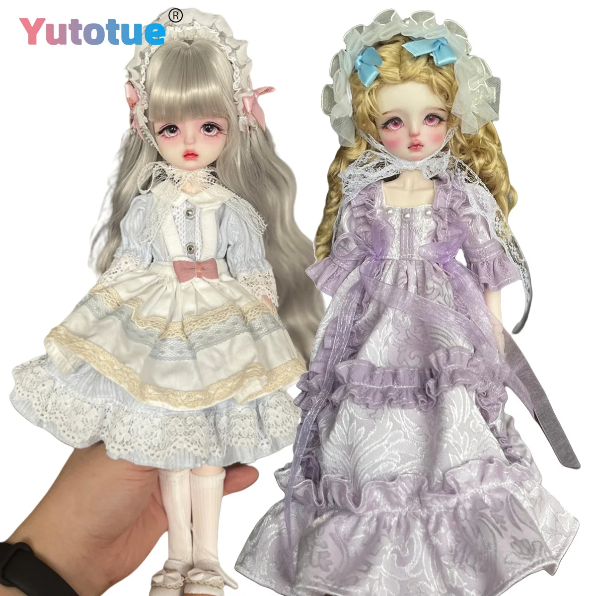 YUTOTUE 30cm Height Pretty Girl Doll with Removable Hair Wig Dress Shoes Full Set Handpainted Makeup Lifelike Kids Toy