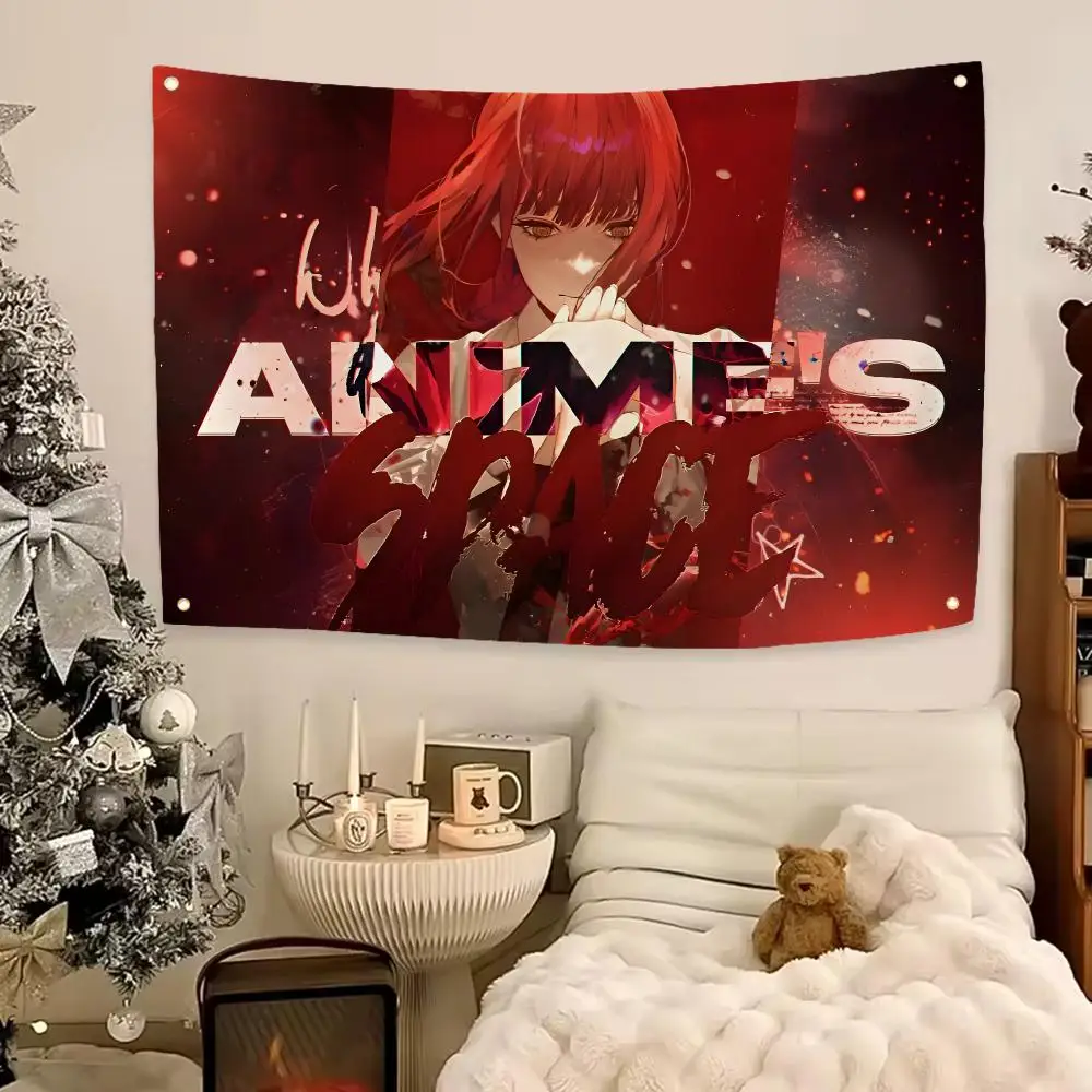 Trending Anime Chainsaw Man Flags Aesthetic Wall Hanging Flag Banner Bedroom Living Room Home Decor Large HD