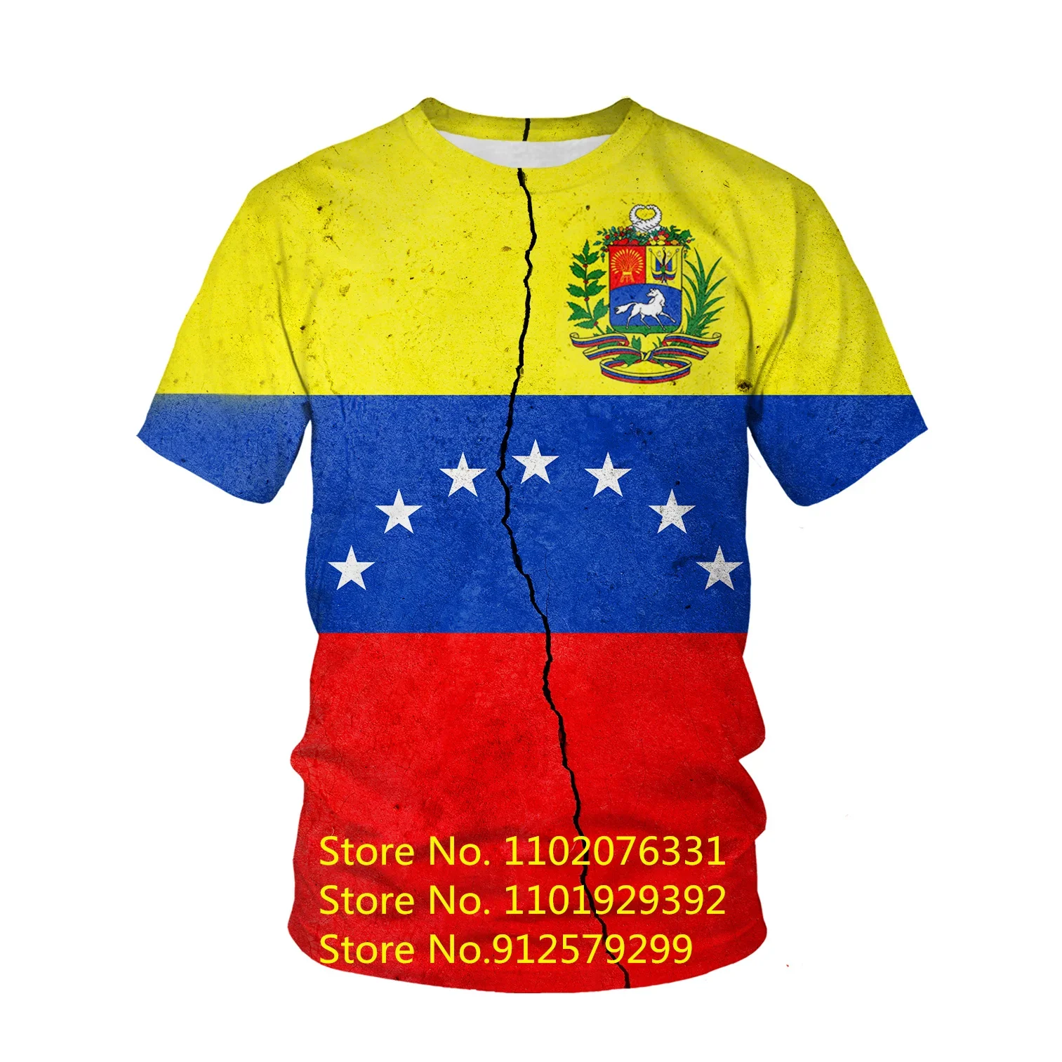 

Venezuela Flag 3D Printed Men's T-shirts Loose O-Neck Short Sleeve Street Rock Hip-Hop Tops Tees