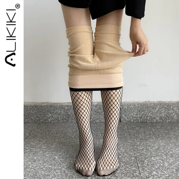 Inverno feminino grosso collants velo forrado meia-calça leggings quente pantyhouse falso translúcido térmico fishnet meias