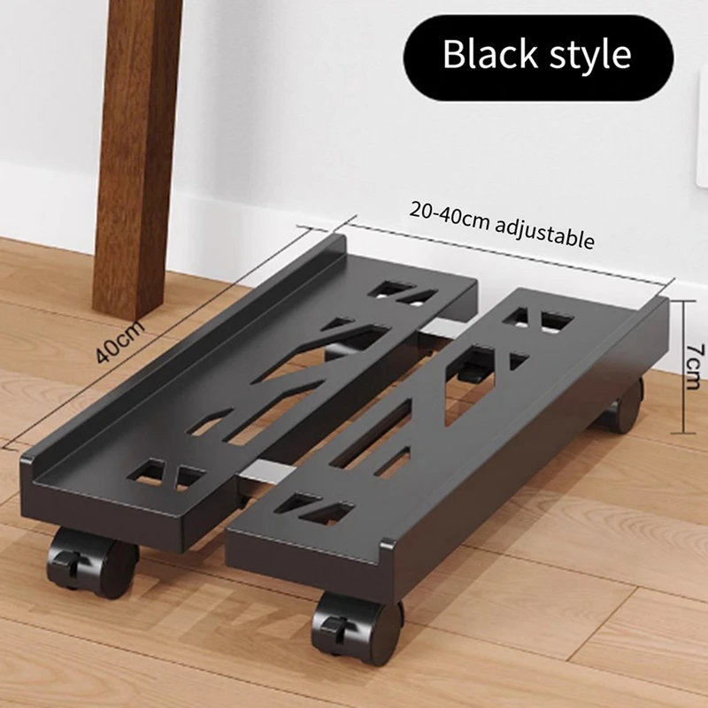 A74E-Adjustable Mobile CPU Stand, Ventilated Computer Tower Stand PC Tower Stand With 4 Caster Wheels, Under Desk Holder