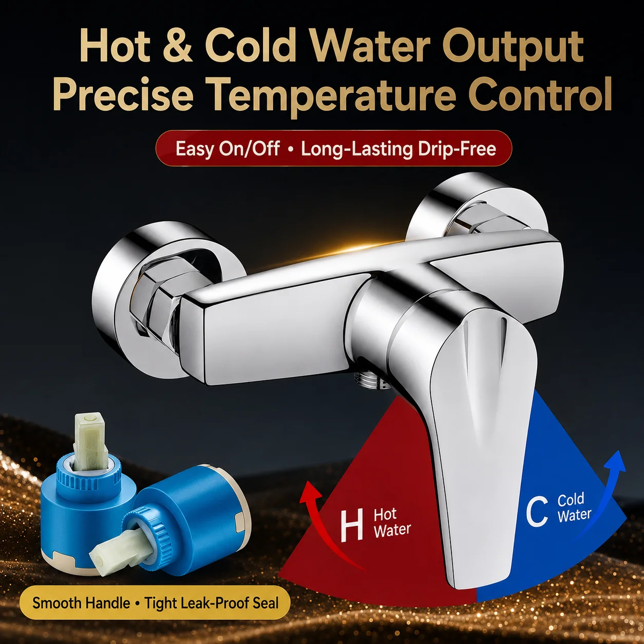 Thickened Brass Shower Mixing Valve Wall Mounted Bathroom Faucet 9-Layer Anti-Rust Finish Hot Cold Water Mixer Tap 2-Way Valve