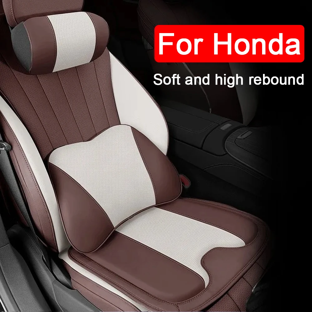 Funda de asiento de coche de cuero Pu, almohada para el cuello, reposacabezas de conducción, cojín para asiento para Honda Civic Fit Accord CRV HRV Jazz Odyssey CR-V