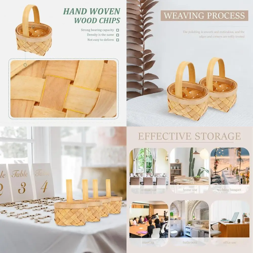 

Набор из 4-х плетеных корзин ручной работы с ручками для осеннего декора, пикников и домашнего стиля.