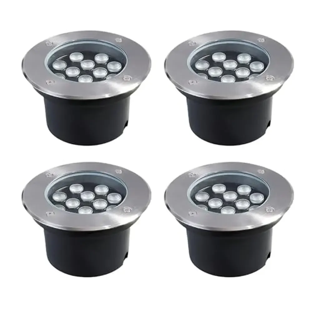 

4 Pack Garden Recessed Ground Lights Stainless Steel IP66 Waterproof Underground Outdoor Path Driveway Deck Spotlight Kit