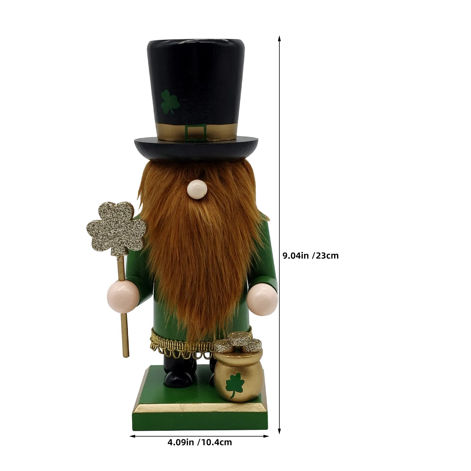 Irish Wooden Nutcracker Day Decor Shamrock Soldier Walnut Small Table Ornament Shamrock Soldier Puppet