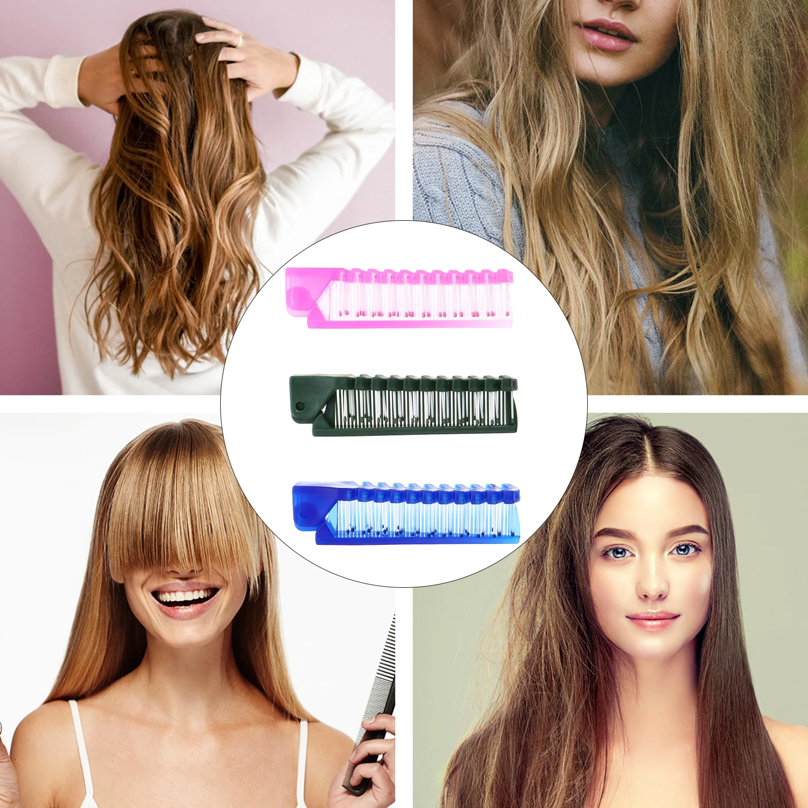 

12Pcs Foldable Hair Combs Portable Anti-Static Plastic Travel Combs Salon Haircut Tools Compact Design Hair Comb