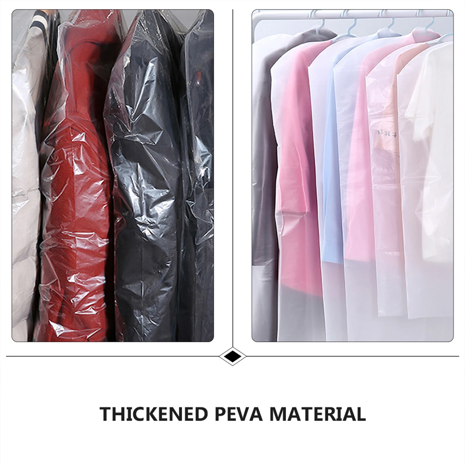 

50pcs Dry Cleaning Bag Clothes Wardrobe Plastic Peva Hanging Rack Cover Dust Proof Waterproof Storage Home Laundry Display