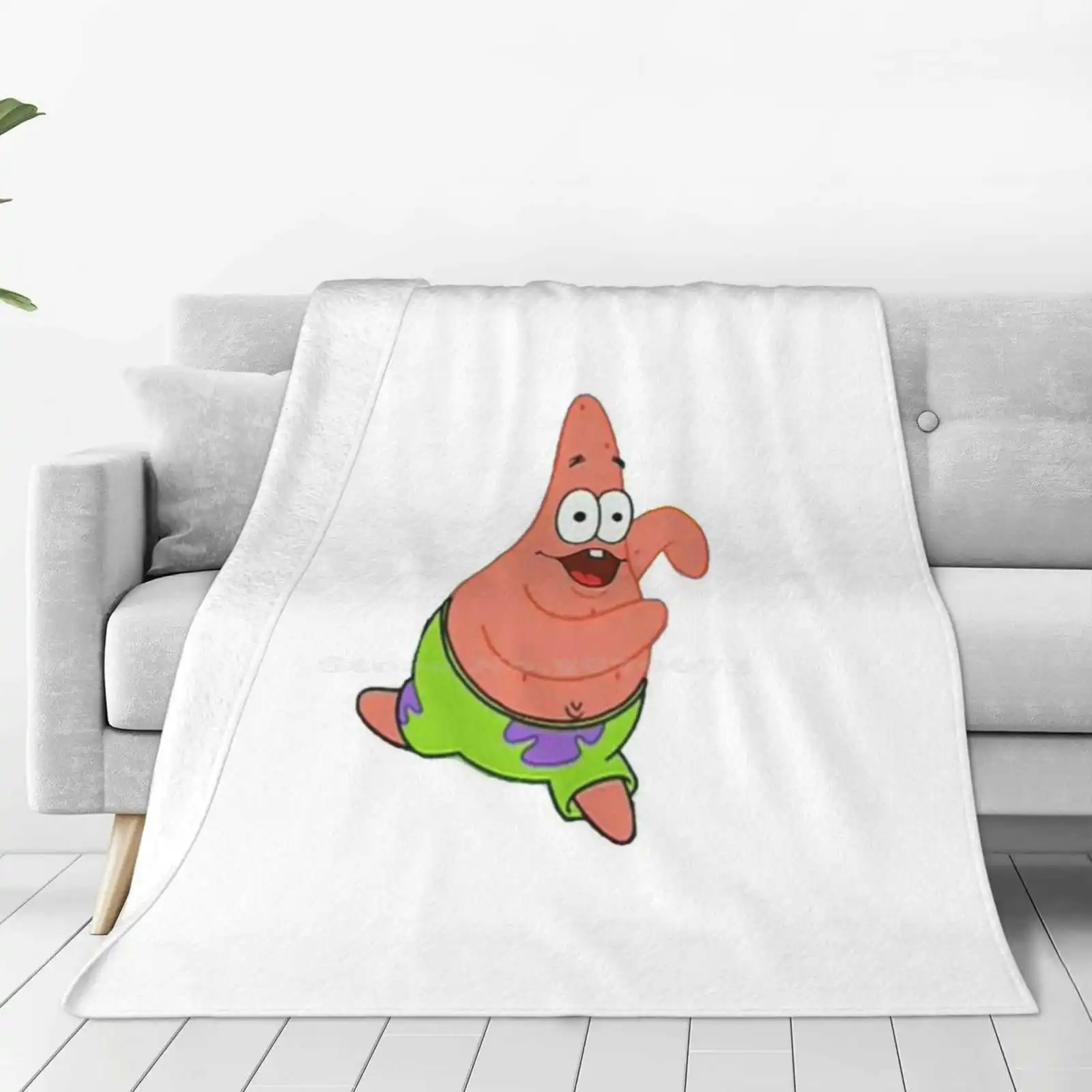 Patrick Star Running Creative Design Light Thin Soft Flannel Blanket Patrick Star Starfish Chocolate Bikini Bottom Meme Funny