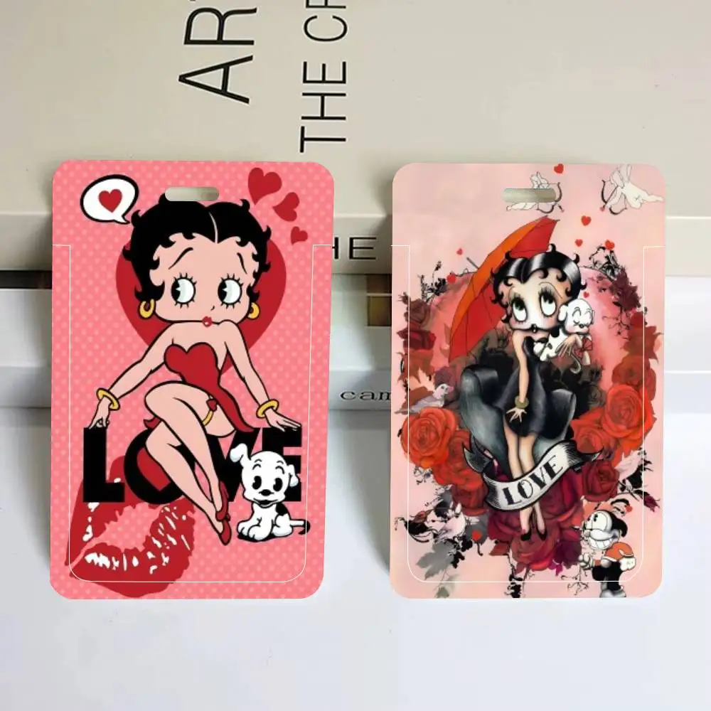 Pretty Cartoon B-Betty B-boop ID Card Holder Neck Strap Pendant Door Badge Holder Lanyards Keychain Work Credential Case Gift view 5