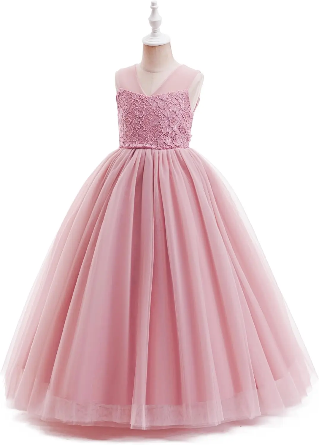 Mädchen Blumenmädchenkleid Tüll Spitze Hochzeit Party Brautjungfer Geburtstag Festzug Formelle Kleider Mädchenkleid Ballkleid