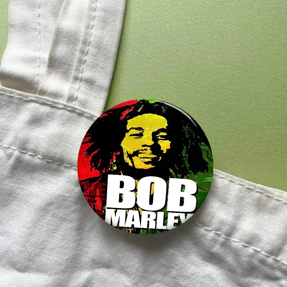 Bob Marley Creative Pins Funny Smiley Faces Round Snap-in Brooch Badge Backpack Hat Accessories Jewelry Gifts