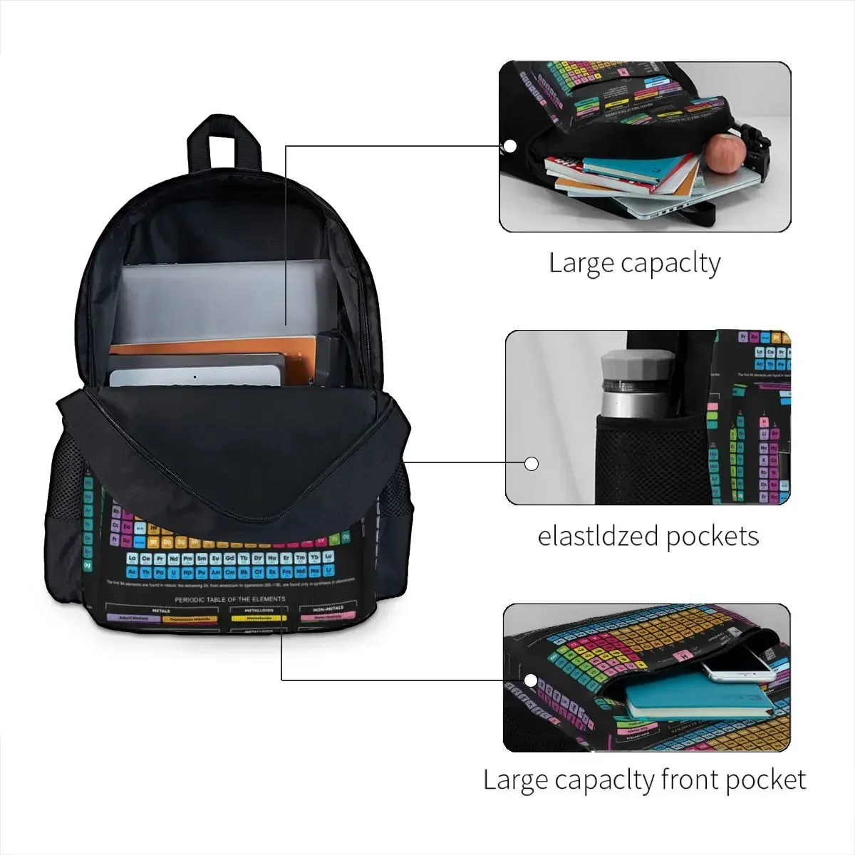 Periodic Table Of The Elements Backpacks Boys Girls Bookbag Students School Bags Kids Rucksack Travel Rucksack Shoulder Bag