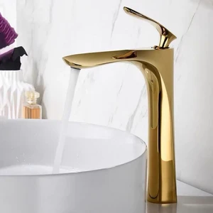 Golden luxury bathroom tap, hot and cold water, sink mixing tap, single -hole brass basin taps 10 Main Sales Luxury Bathroom Tap - №5