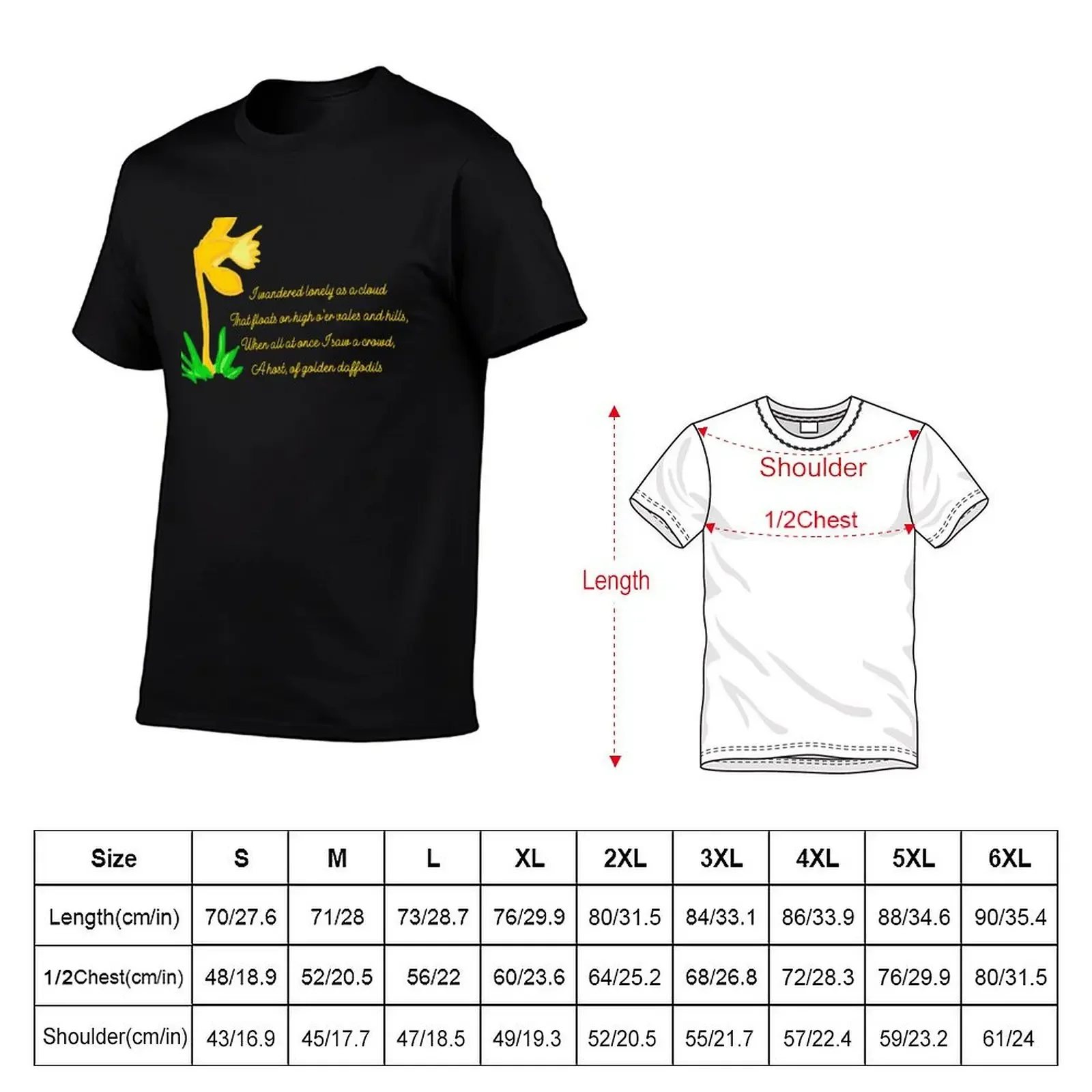 William Wordsworth Bright Daffodils T-Shirt for a boy hippie clothes cotton graphic tees new edition slim fit t shirts for men