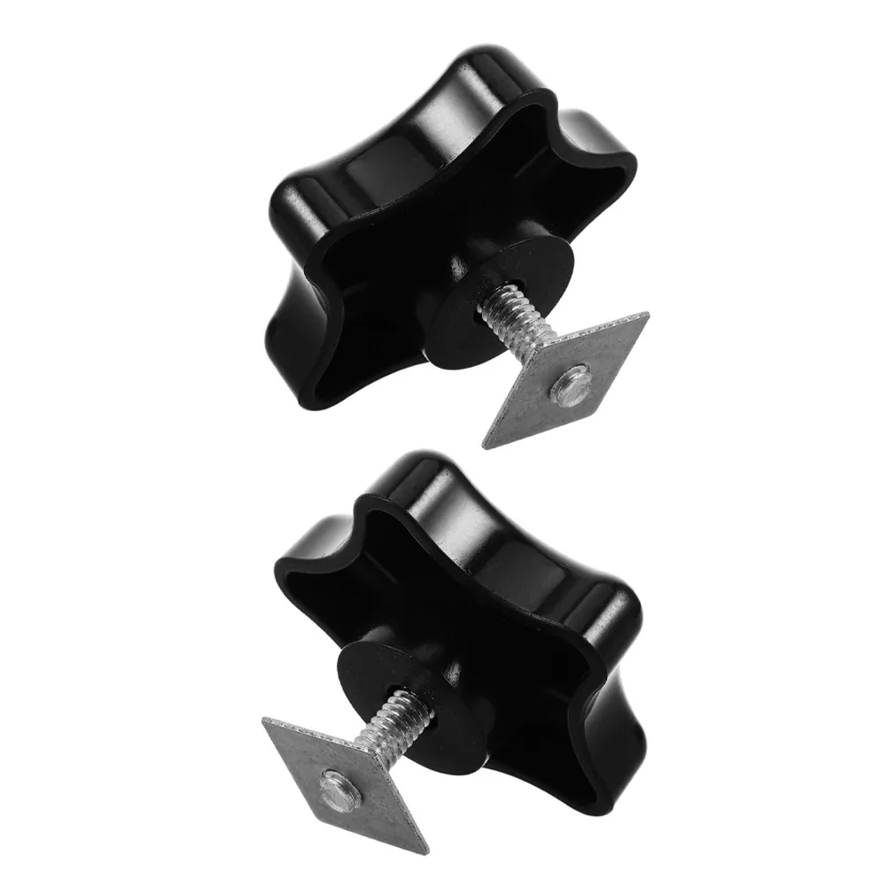 2Pcs Star Threaded Knobs Black Rv Awning Support Knob M6 Thread Square Washer Heavy Duty Replacement Knobs Plastic Clamping Knob