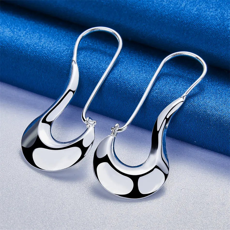 

1 Pair 925 Sterling Silver 55mm Paperclip Delicate Hoop Earrings for Women Party Gift Jewelry Accessories Fashion