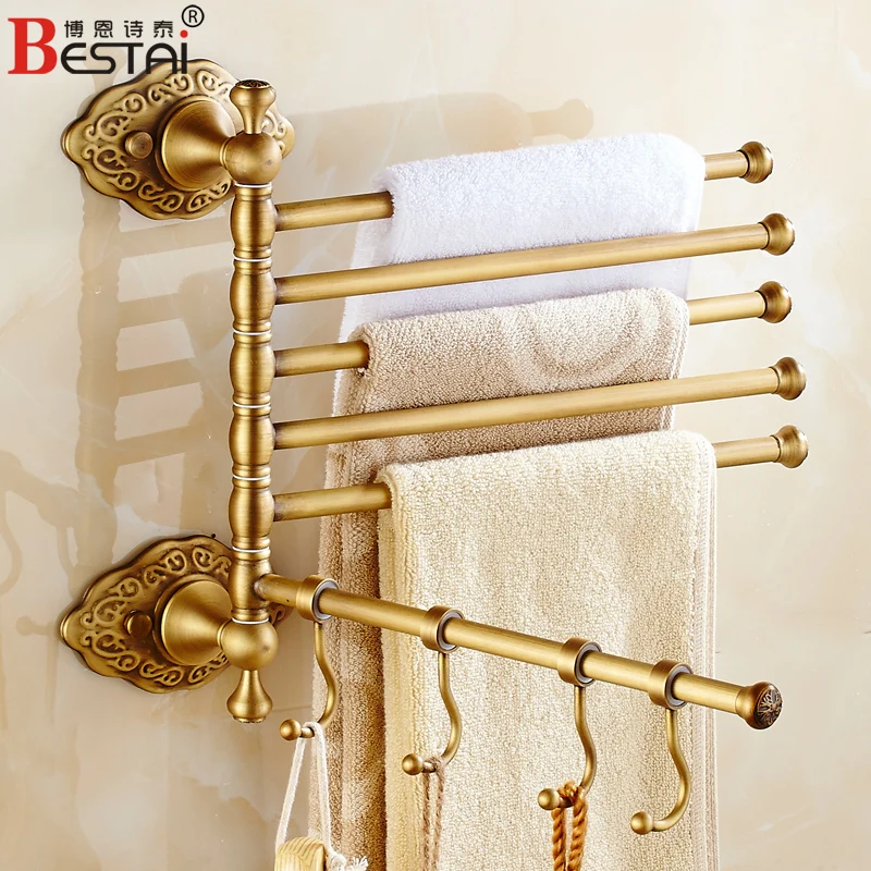 

European Style Towel Rack Copper Bath Towel Rack Towel Rack Thickened Rack Single and Double Poles