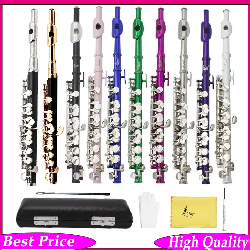 SLADE 16-Hole Piccolo  C Key - Multicolor Silver White Copper Blow Pipe Woodwind Instrument with Full Accessories Kit