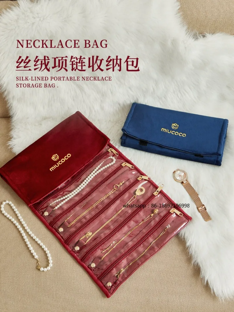 Velvet Necklace Storage Bag Anti-tangle Pearl Gold Jewelry Bag Portable Anti-oxidation Seal Special Artifact Jewelry