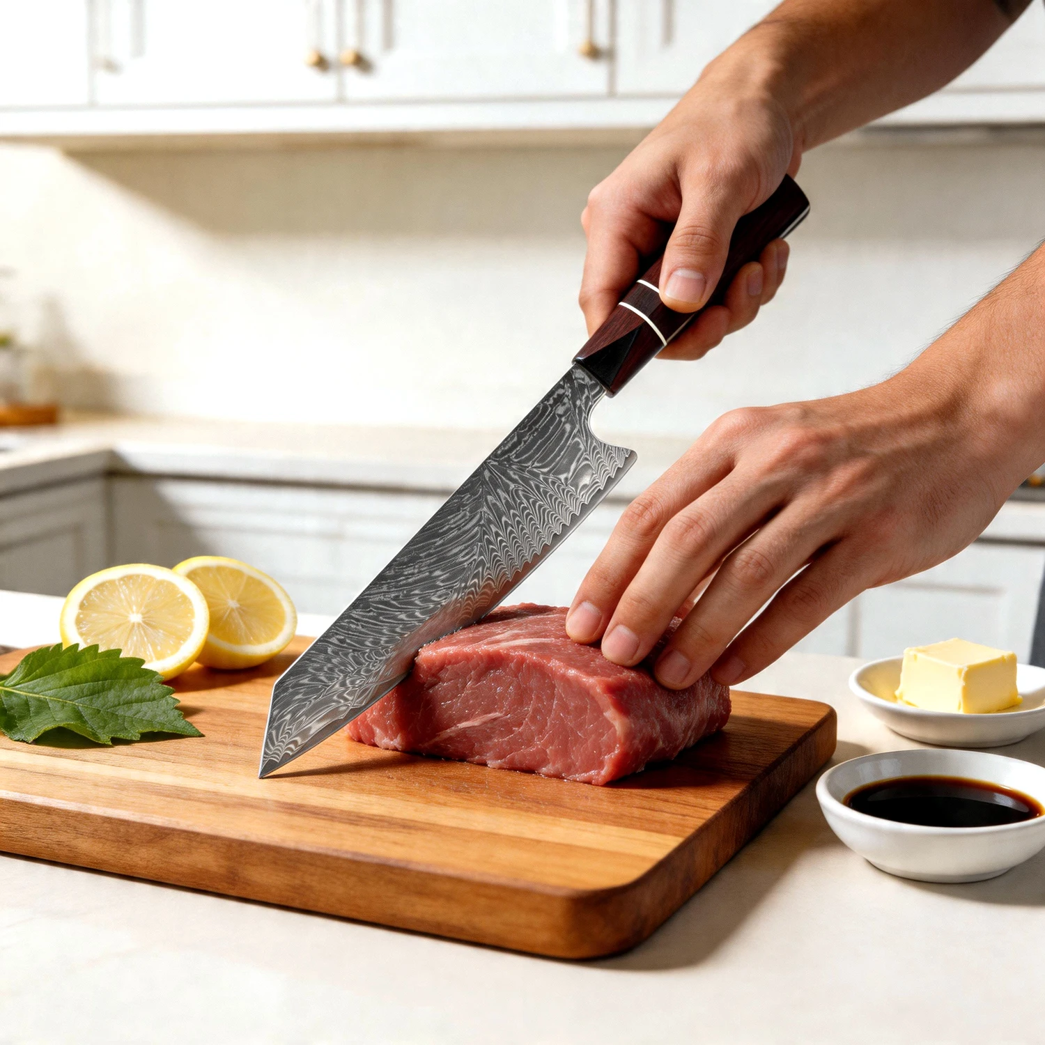 XITUO Japanese Kiritsuke Knife 8 Inch Kitchen Chef Knife, Damascus Steel Sharp Chef's Cooking Knife for Ebony Hexagonal Handle