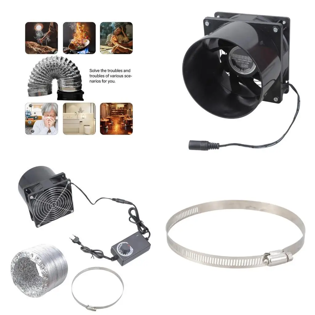 

E8BD 12V Ventilation Fan 12cm Inline Blower Adjustable Speed For Air Quality Control