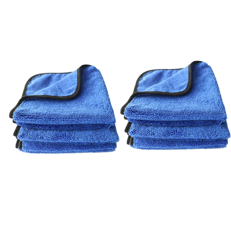 Microfiber Towels, 400 GSM Dual-Pile Super Plush Microfiber Towel, 16X16 Inch, Pack of 6 (Blue)