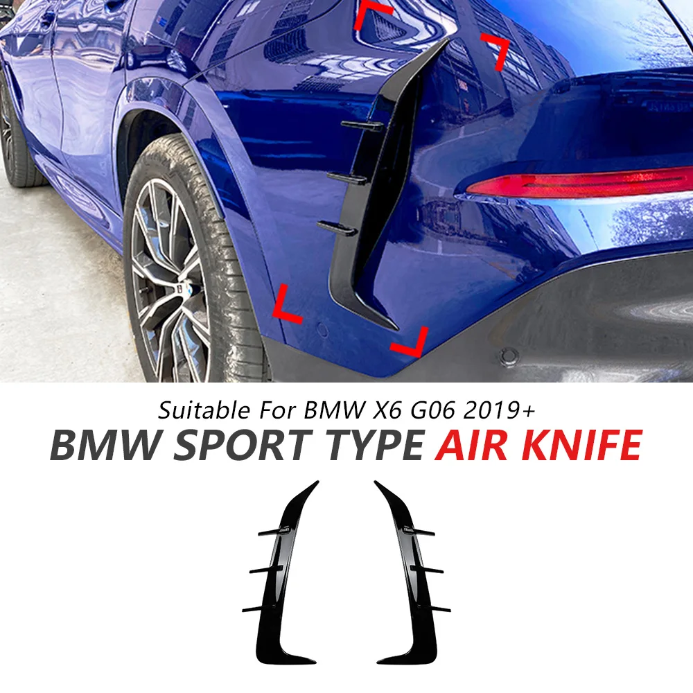 

Накладка на задний бампер для BMW X6 G06 2019 + глянцевый черный спортивный бампер, боковой спойлер, накладка, автоаксессуары