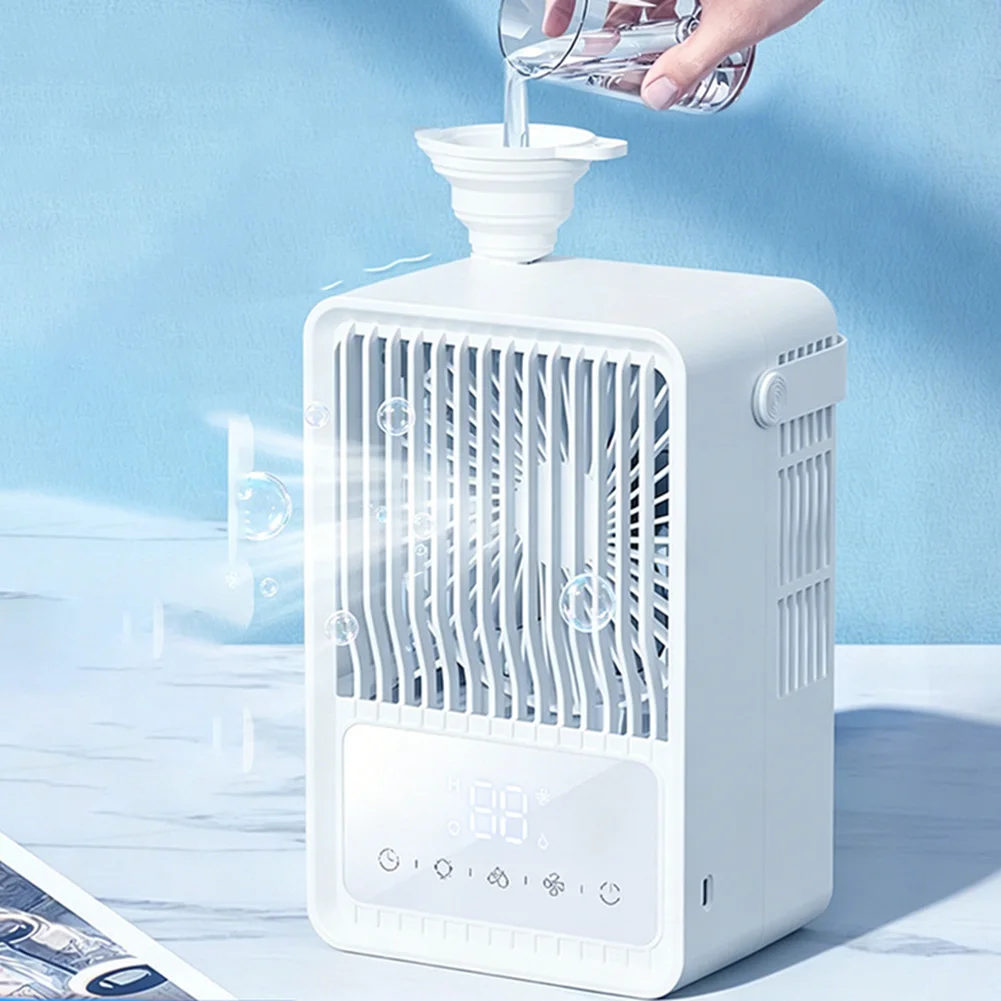 For Hot Summer Days Silent Misting Fan Humidifier With Led LED Light Portable Fan Cooling Fan White Compact Design
