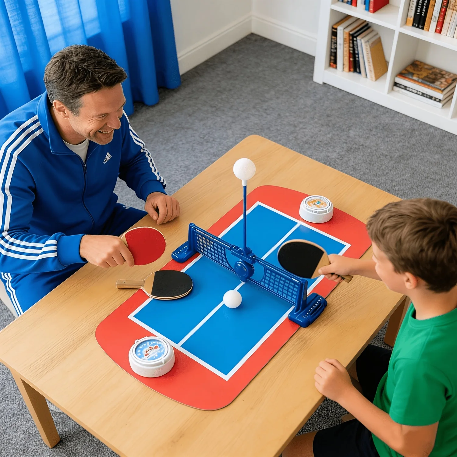 Portable Plastic Table Tennis GameSet,DIY Sticker Score Keeper Desktop Ping‑pong Toy for Kids Parent‑Child Indoor Party Birthday