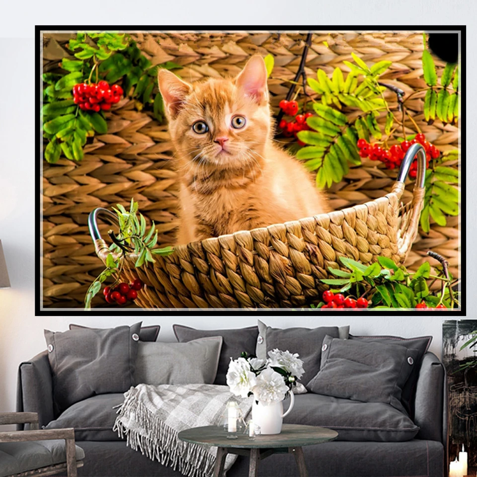 

Scenic Animal Cat DIY 5D Diamond Painting Full Drill Square Round Embroidery Mosaic Art Picture Of Rhinestones Home Decor Gifts