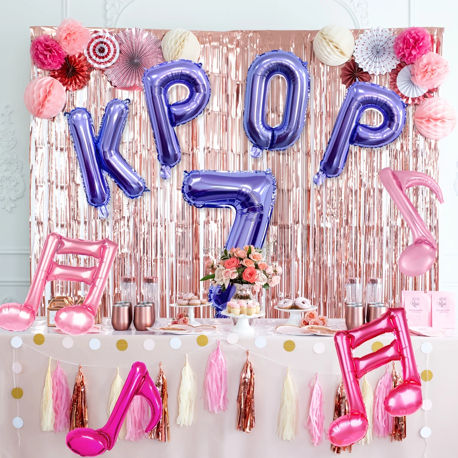 Folienballons im KPOP-Stil, Buchstaben und Elemente im Stil von Musiknoten, perfekt zum Dekorieren von Schlafzimmern und Partys. – Detail 2