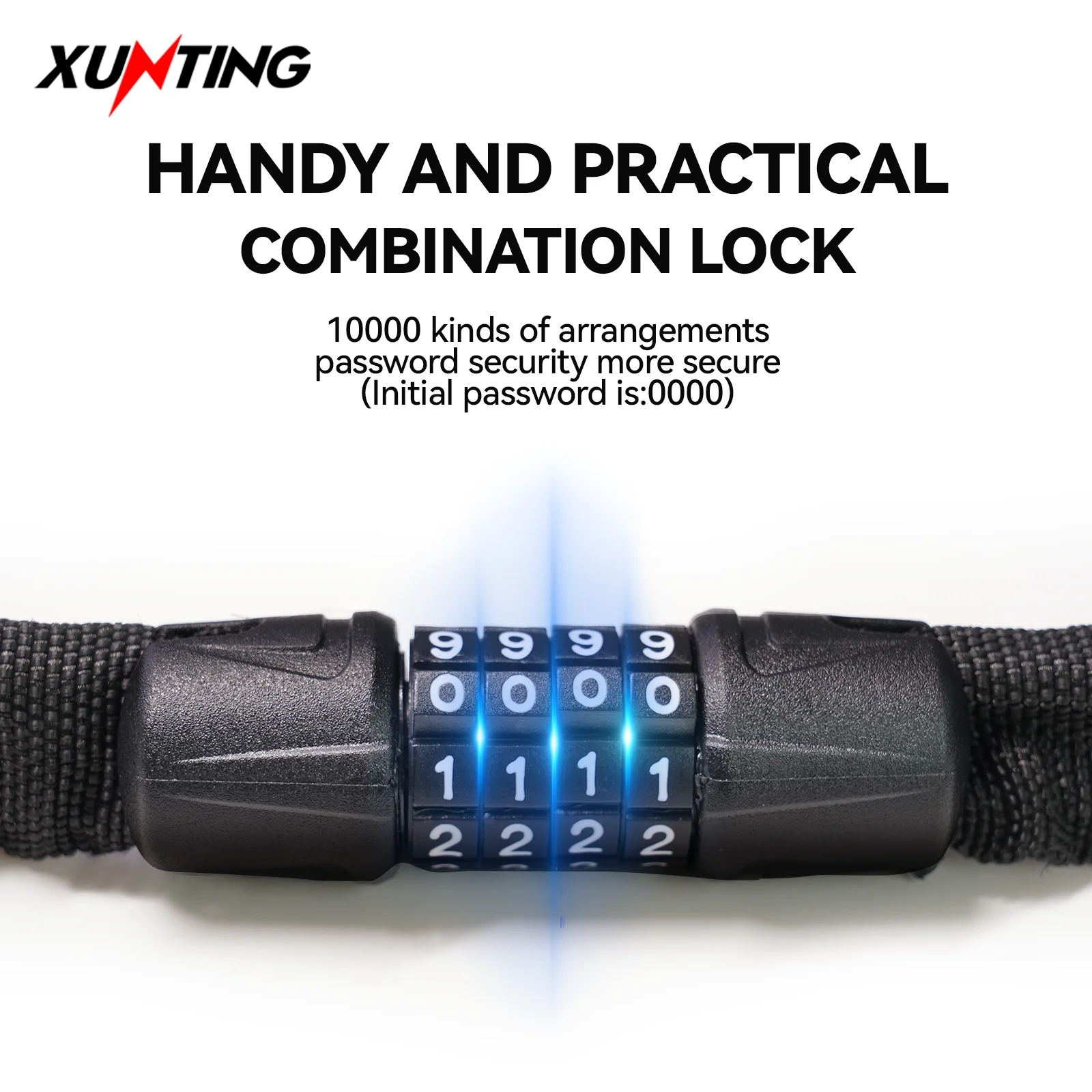 Xunting Bike Lock 135cm 4 Digit Code Combination Security Lock for Bicycle MTB Carbon Anti-theft Lock Mount Bike Accessories