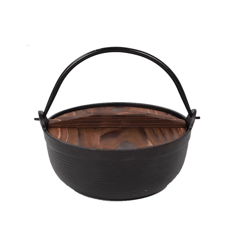 

Outdoor cast iron Dutch pot camping picnic Shouxi uncoated non-stick pan household picnic hanging thickened wok pot