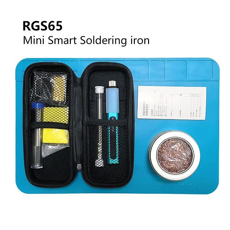 

Portable Smart Mini Electric Soldering Iron Ronguan RGS65 KR B2 BC2 BC3 ILS K65 Tips With Storage Bag Silicone Pad Set