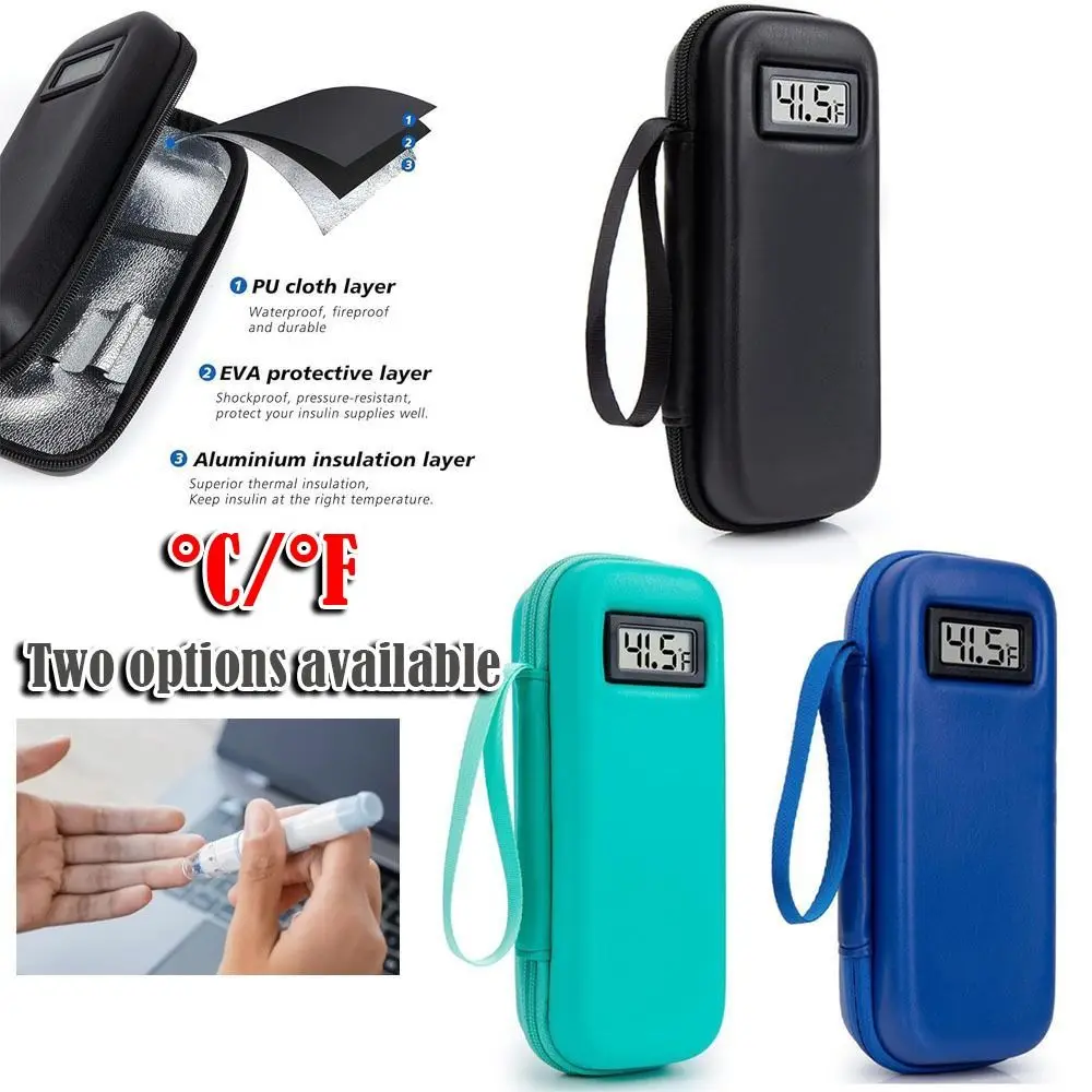 with Thermometer Display Insulin Cooler Travel Case Waterproof Thermal Insulated Refrigerated Medicine Organizer Bag Waterproof