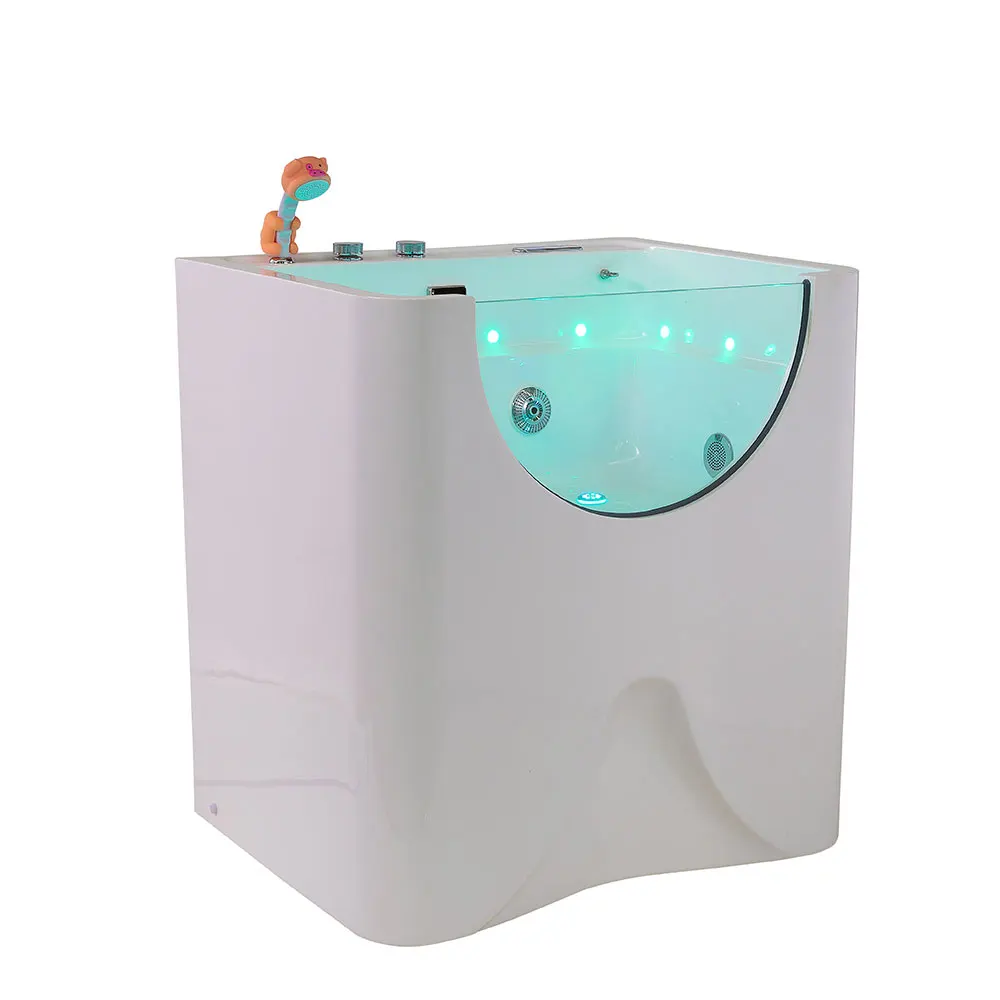 

Modern Design Bath Freestanding Pets Bathtub Functional LED Bubbles Whirlpool Spa Tub Pets Massage Bathtub