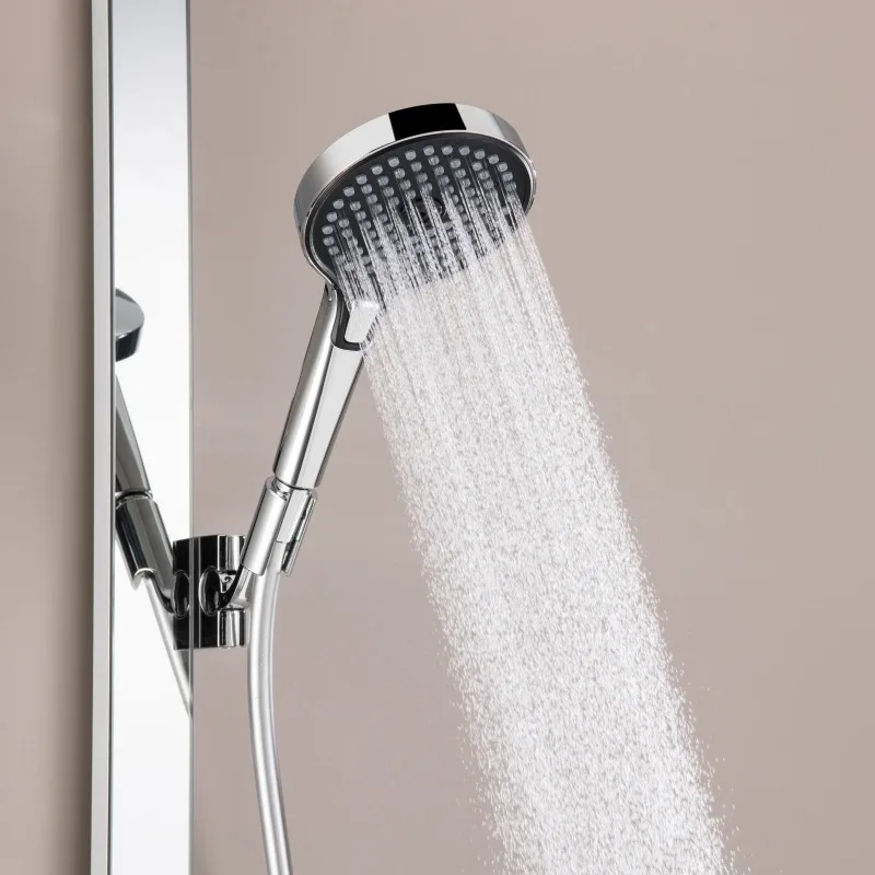 Luxury Chrome Shower Faucet Set Dual Handle Best Selling Contemporary Style Exposed Taps Mixer Rain Jet Soft Spray Made Brass