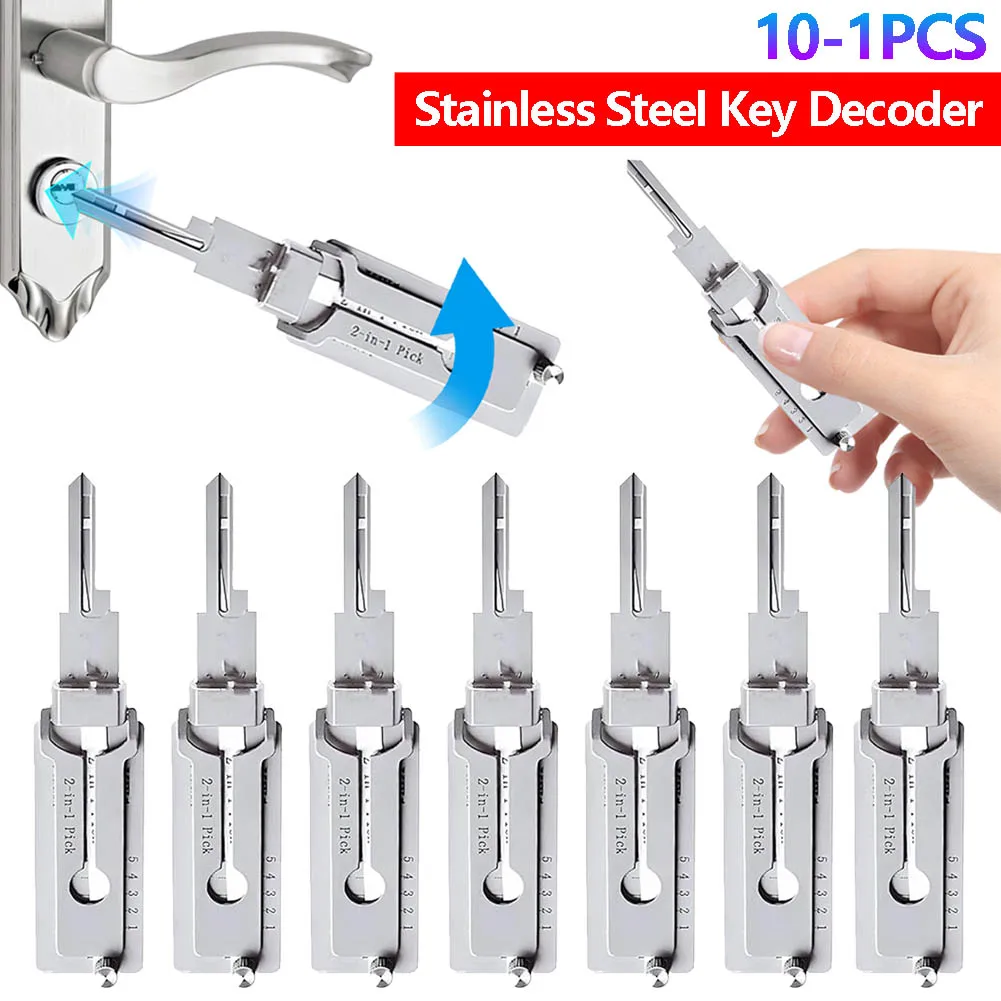 10-1 шт. 2-в-1 декодер замка с ключом, прецизионный инструмент из нержавеющей стали SS001, комплект для ремонта уплотнительного кольца, ручной измерительный инструмент для обслуживания автомобиля
