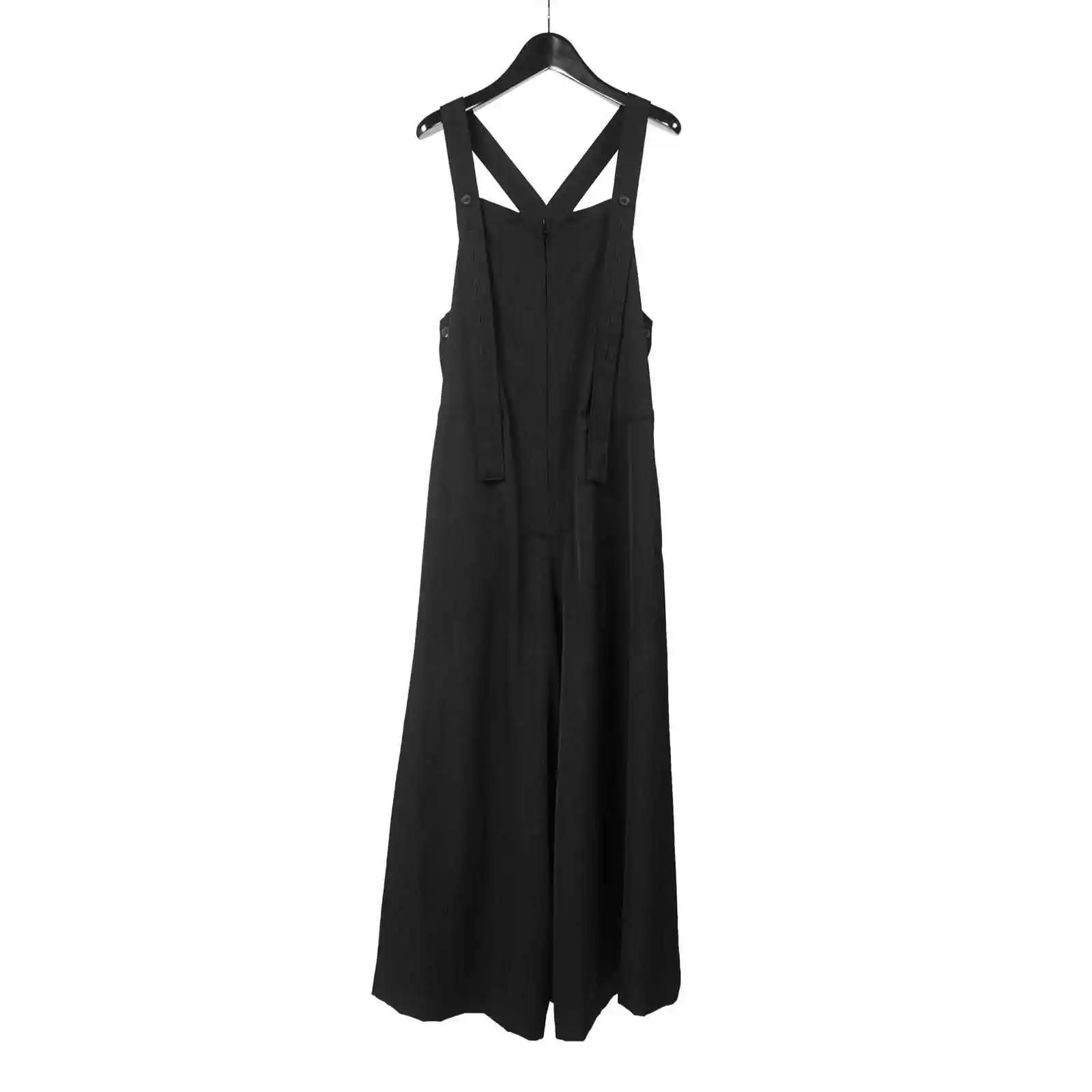 

TOP-YAMAMOTO original black suspender wool loose suspender pants casual versatile wide leg jumpsuit pants