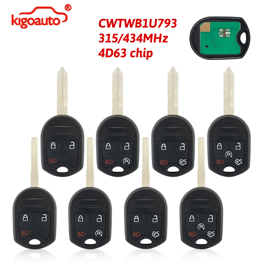 kigoauto Remote head key 315/434Mhz FO38/HU101 blade 4D63 for Ford Escape Fiesta Transit Edge Expedition Explorer CWTWB1U793