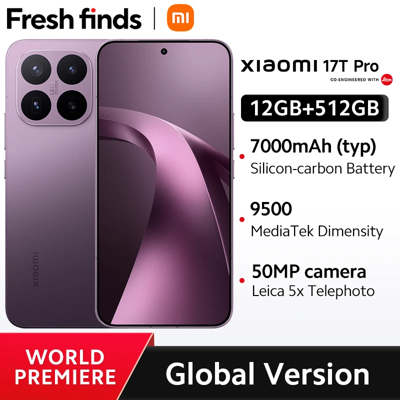 Smartphone Global Version Xiaomi 17T Pro MediaTek Dimensity 9500