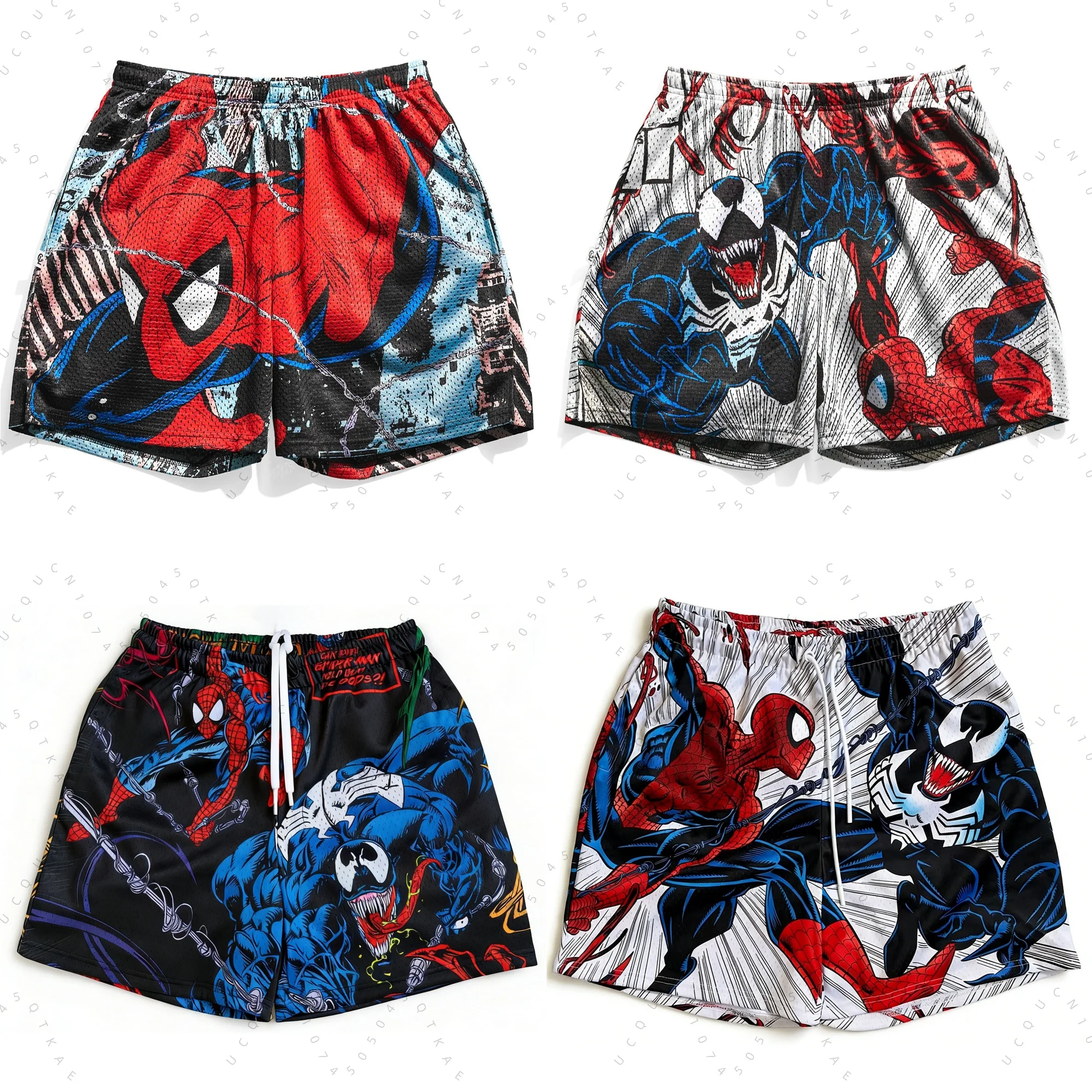 

Новые летние шорты 2026 года Spiderman Carnage Venom для детей и взрослых: оверсайз, дышащие, быстросохнущие, для спорта и отдыха, мужские фитнес-шорты