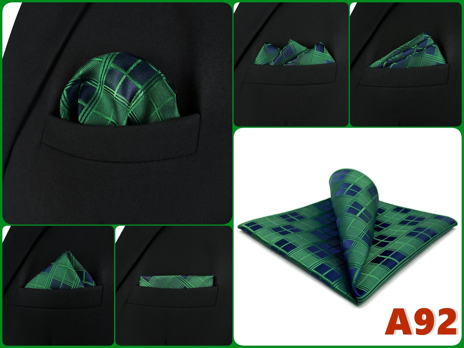 Pocket Square Handkerchief for Men Polka Dot Dots Plaid Check Checkered Suit Pocket Towel Hanky Mens Gift Wedding Business Party
